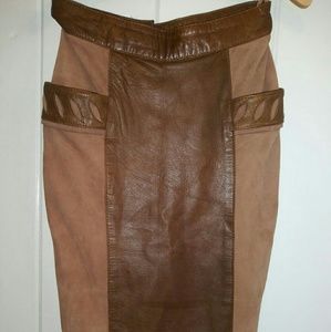Vintage suede and leather skirt